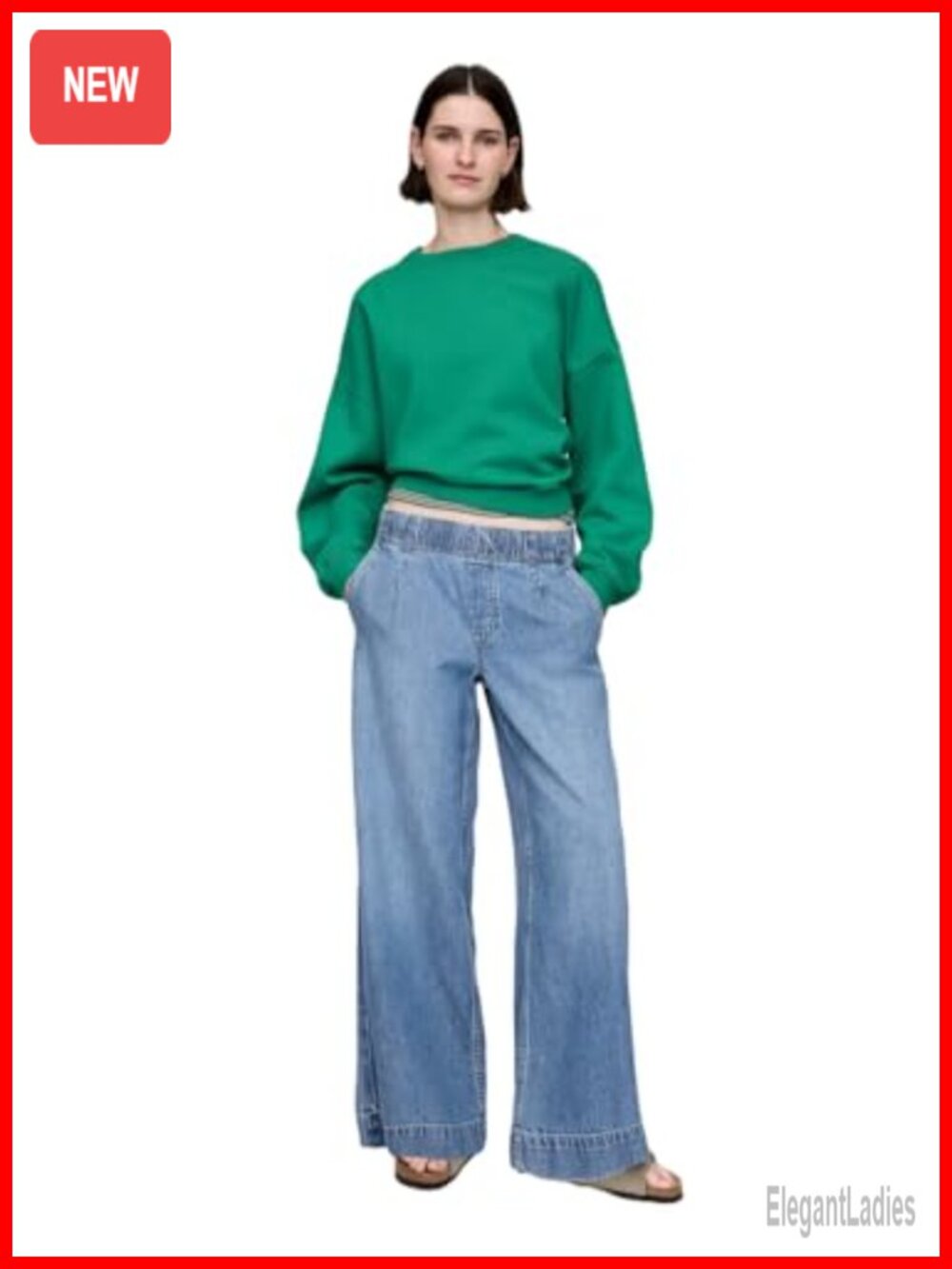 Baggy Fit Pleated Denim Jeans Straight Leg Mid Rise